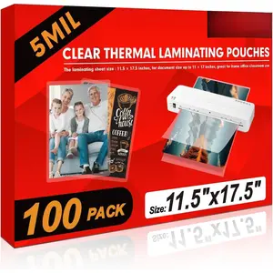 Laminating Sheets, 100 Pack Clear Thermal Laminating Plastic Paper Laminator Sheets, 11 x 17-Inch, 5mil, Ideal Office or School Supplies