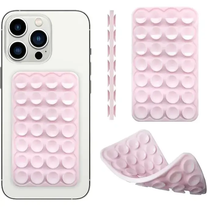 DealsForYouDays Silicone Suction Mobile Phone Case Mount - 28-Strong Grip Stand, Hands-Free Non-Slip Dash Holder with Double-Sided Adhesive, Compatible with iPhone & Android, Works on Glass Metal Plastic for Videos Selfies