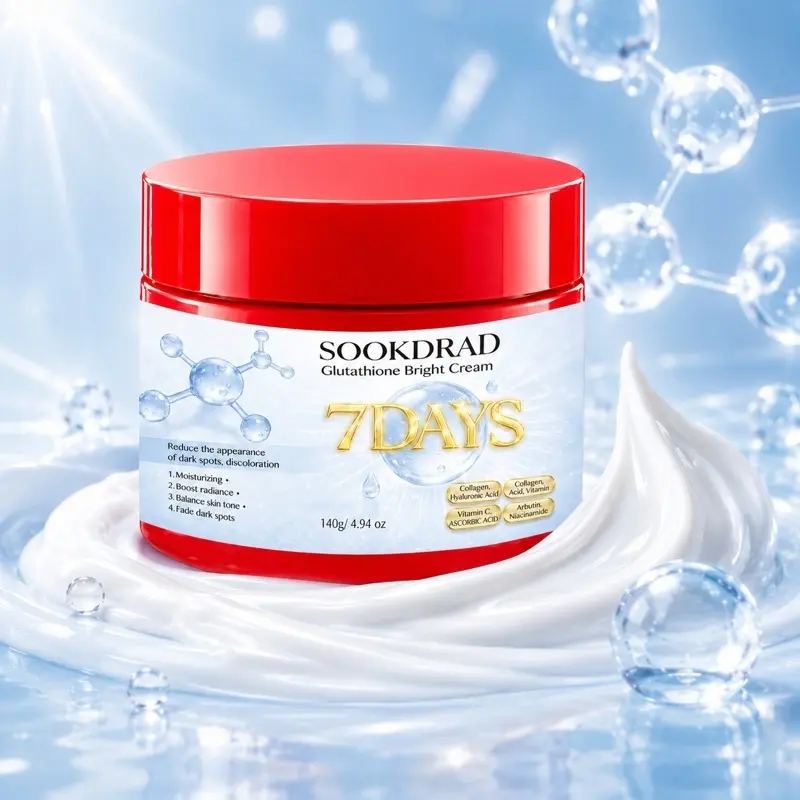 Glutathione Bright Cream, Collagen, Hyaluronic Acid, Vitamin C, Arbutin, Niacinamide, 7 Day Radiance, Moisturize, Brightening And Hydrating, Boost Radiance, Fade Dark Spots, Balance Skin Tone, 140g
