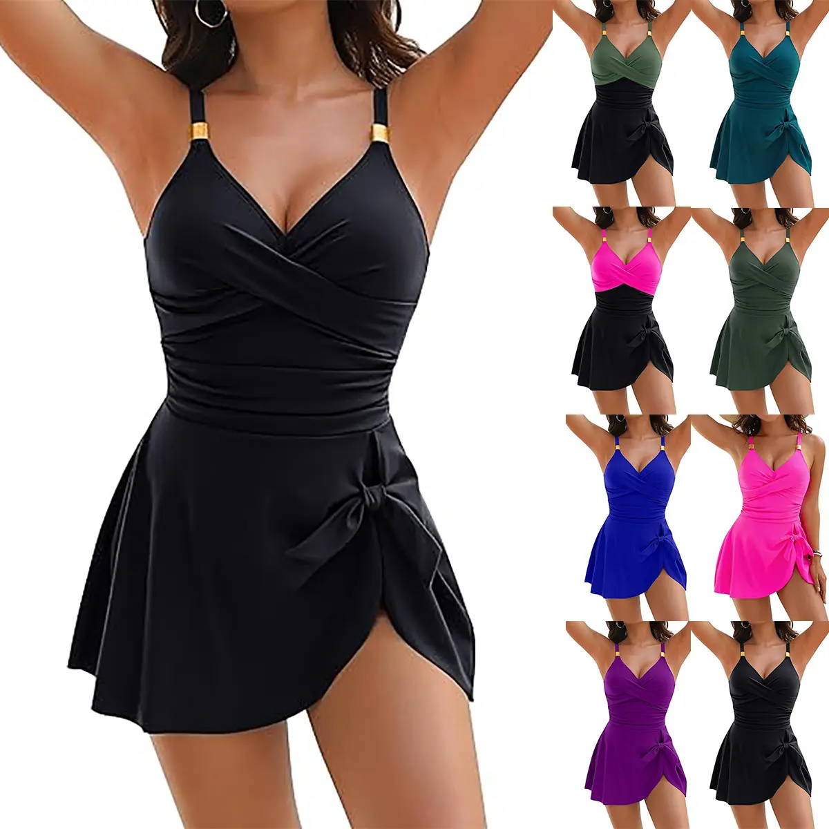 New swimsuit European and American belly cover and thin one-piece swimsuit women halter cutout