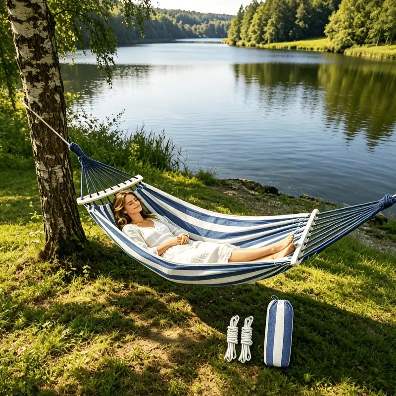Colorful Extra-Large Thick Double Hammock with Tipping-Off Design - 330 lbs Weight Capacity, Outdoor/Camping Use, Included Storage Bag for Easy Organization