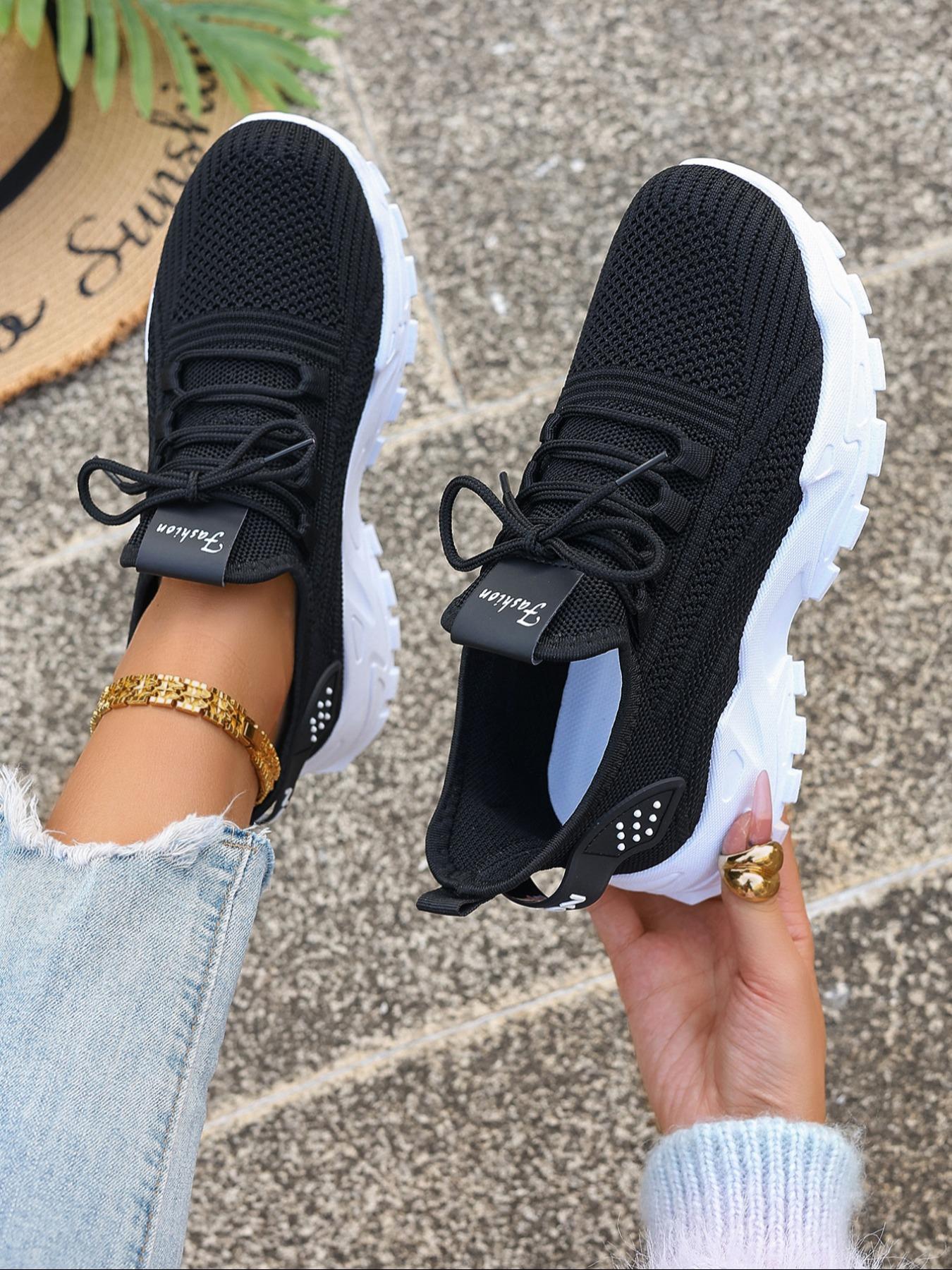 Women's Fashionable Lace Up Low Top Sneakers, Casual Comfortable Breathable Sports Running Shoes, All-match Basic Athletic Shoes for Daily Wear
