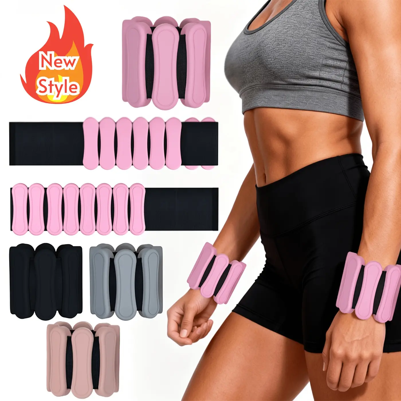 New Adjustable Wrist & Ankle Weights for Men and Women (2 lbs) — Weighted Tools, Fitness Workout Accessories, for Home Gym Workouts, Walking, Running, Travel, Pilates, Yoga, Sports, Barre, and Strength Training. (1 Pair / 2 lbs)
