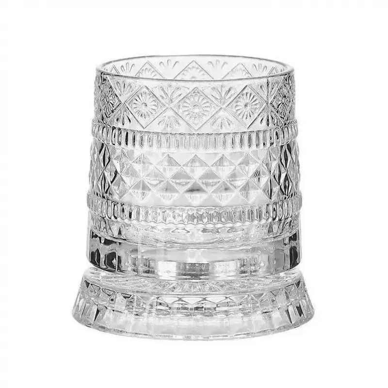 Spinning Whiskey Glasses Set, 360 Degree Rotating Old Fashioned Crystal Tumbler with Unique Relief Base, Rotatable Cocktail Wine Cup for Flavor, Drinking Glassware, Drinkware & Bar Accessories, Whiskey Cups - Valentine's Day gift! #Summervibes