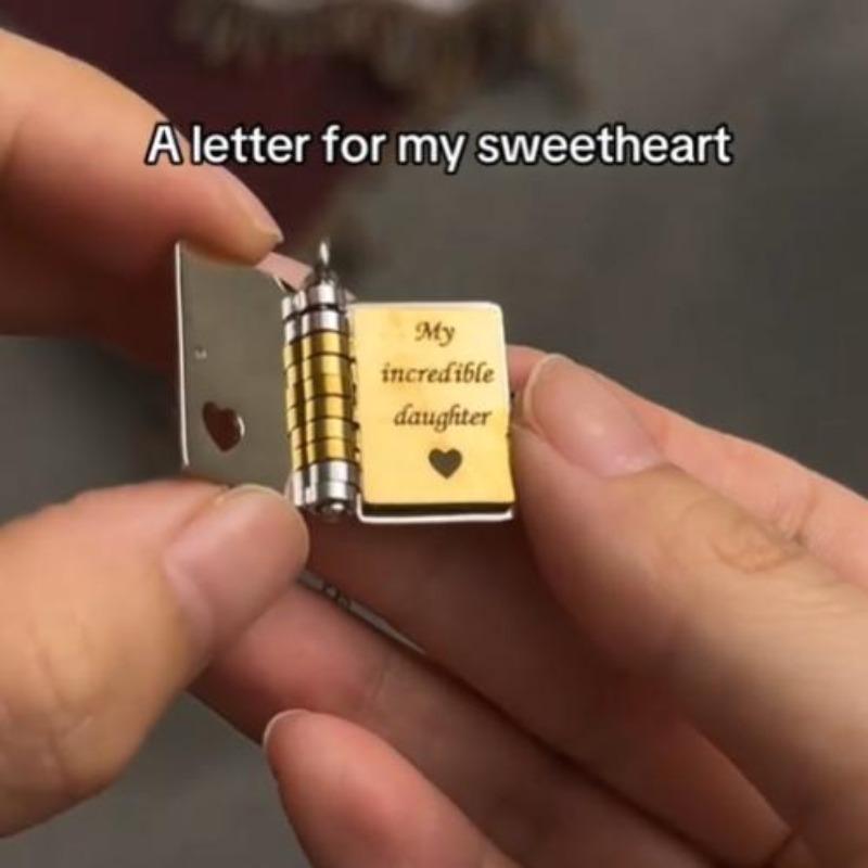 Love Book Necklace - 6-Page Engraved Pendant with Hidden Messages, Openable Design | Silver & 18k Gold Adjustable | Perfect Gift for Mom, Daughter, Lover - Ideal for Mother's Day, Birthday, Valentine's, Anniversary - A Timeless Love Token