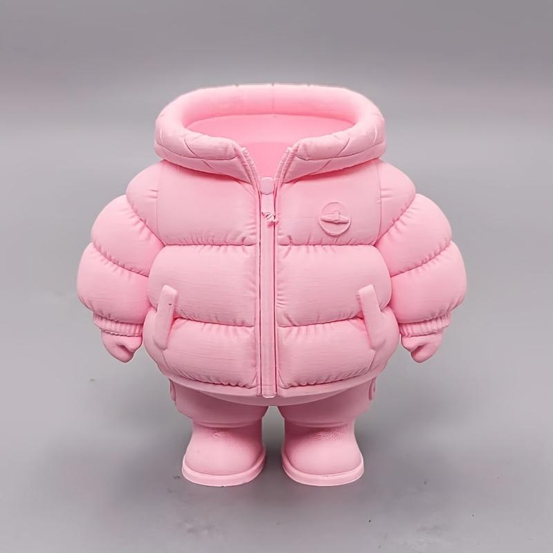 3D Printed Down Jacket Desk Organizer, Pencil Holder, Dried Flower Vase, Realistic Fun Design, Adds Atmosphere to Your Desk