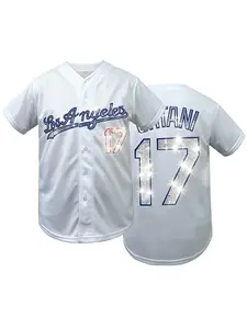 Viral Bling Rhinestone Los Angeles 17 Baseball Jersey Unisex Sparkly Game Day Party Top