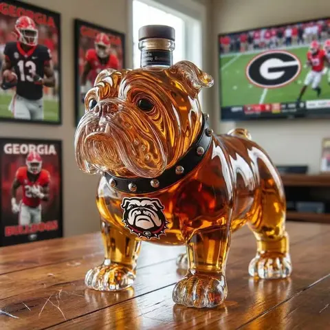 3D Bulldog Glass Whiskey Decanter, Barware, Ideal Gift for Bulldogs, 350ML Embossed Design, Perfect for Birthdays, Fathers' Days, Bourbon Enthusiasts