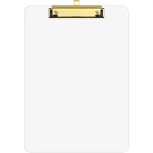 Clear Plastic A4 Letter Size Clipboard 12.5" x 9" (8.5" x 11") with Low Profile Golden Clip, Ideal for Classroom, Students, Teachers, Nurses, Office & School Supplies