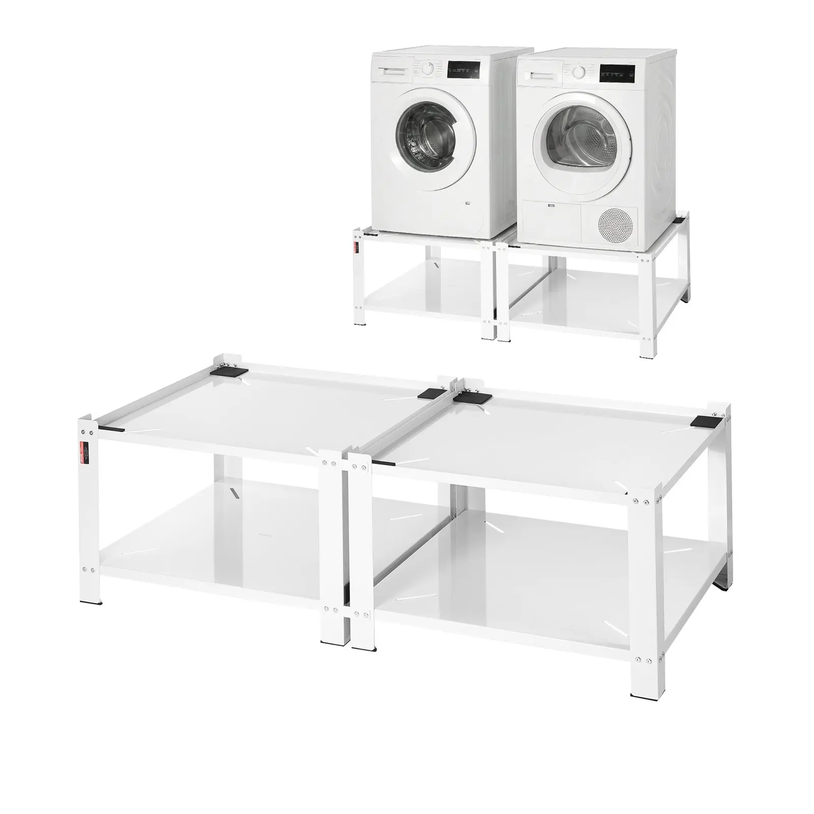 【Summerfinds】VEVOR Laundry Pedestal, 16.1 in Height, 27.5 x 27.5 in Washer and Dryer Pedestals with Storage Shelf, 700 lbs Load Capacity, Non-Slip Feet, Washing Machine Stand Universal Fit, White, 2 Pack