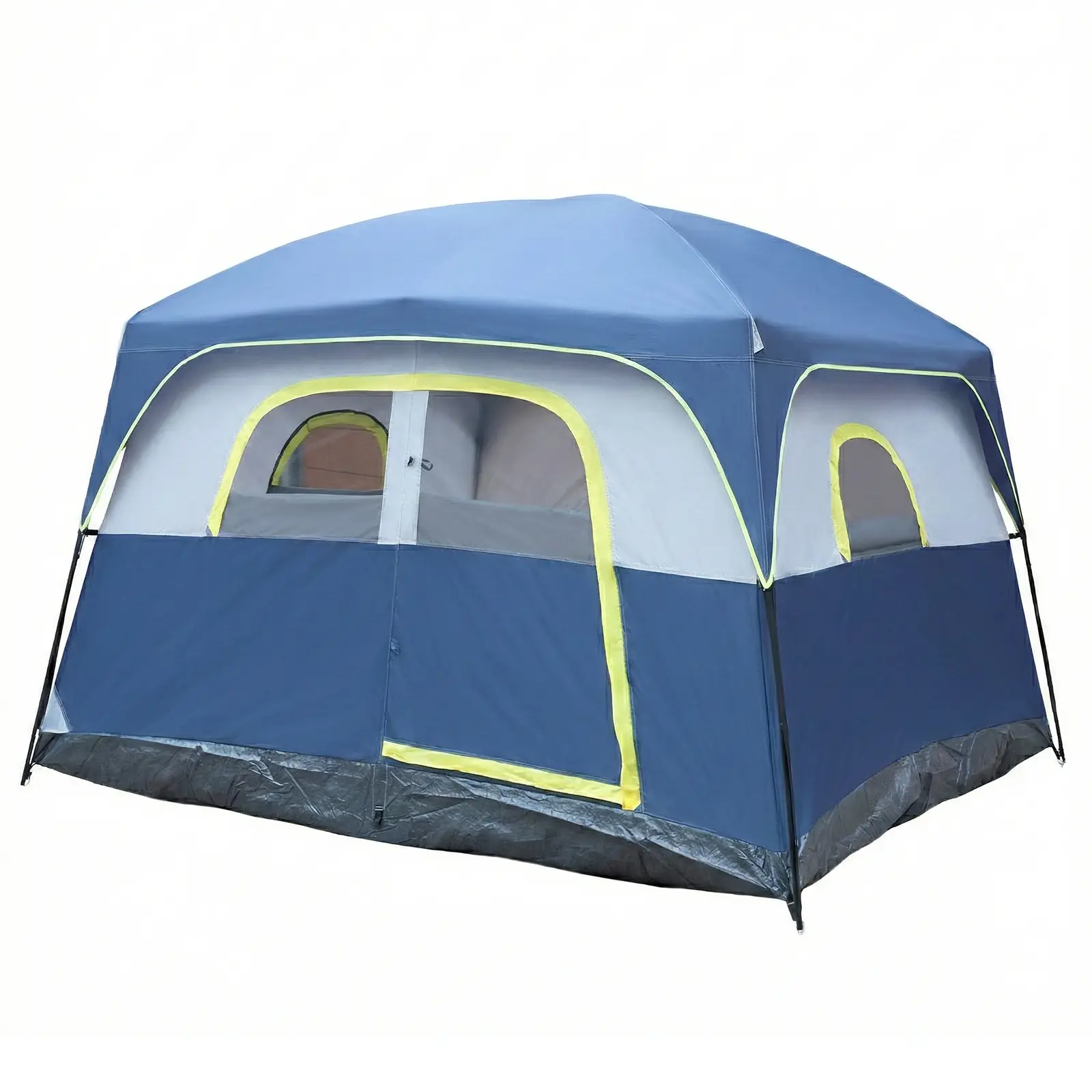 6-Person Double Layer Waterproof Windproof Easy Setup Tents for Camping, Commercial Grade Family Camping Tent with 1 Mesh Door & 5 Large Mesh Windows, Camping Essential