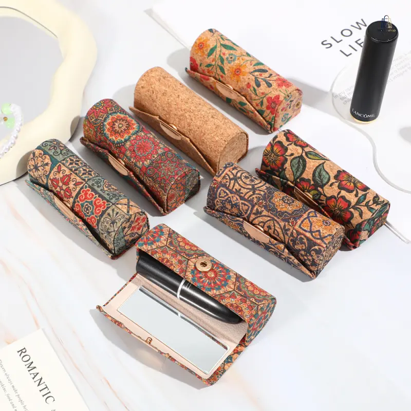 New Vintage Small Flower Folding Lipstick Storage Box, Elegant Simple Pastoral Style, Exquisite Portable Cosmetic Case for Daily Collection Gift