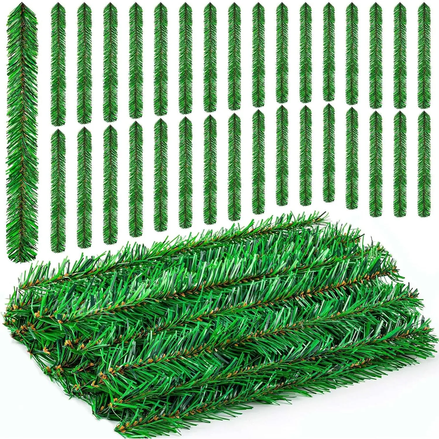 48 count Christmas Pine Garland, Artificial Pine  Garland, Christmas Tree Branches Wired Faux for Tree,  Decor and Xmas Decoration Craft