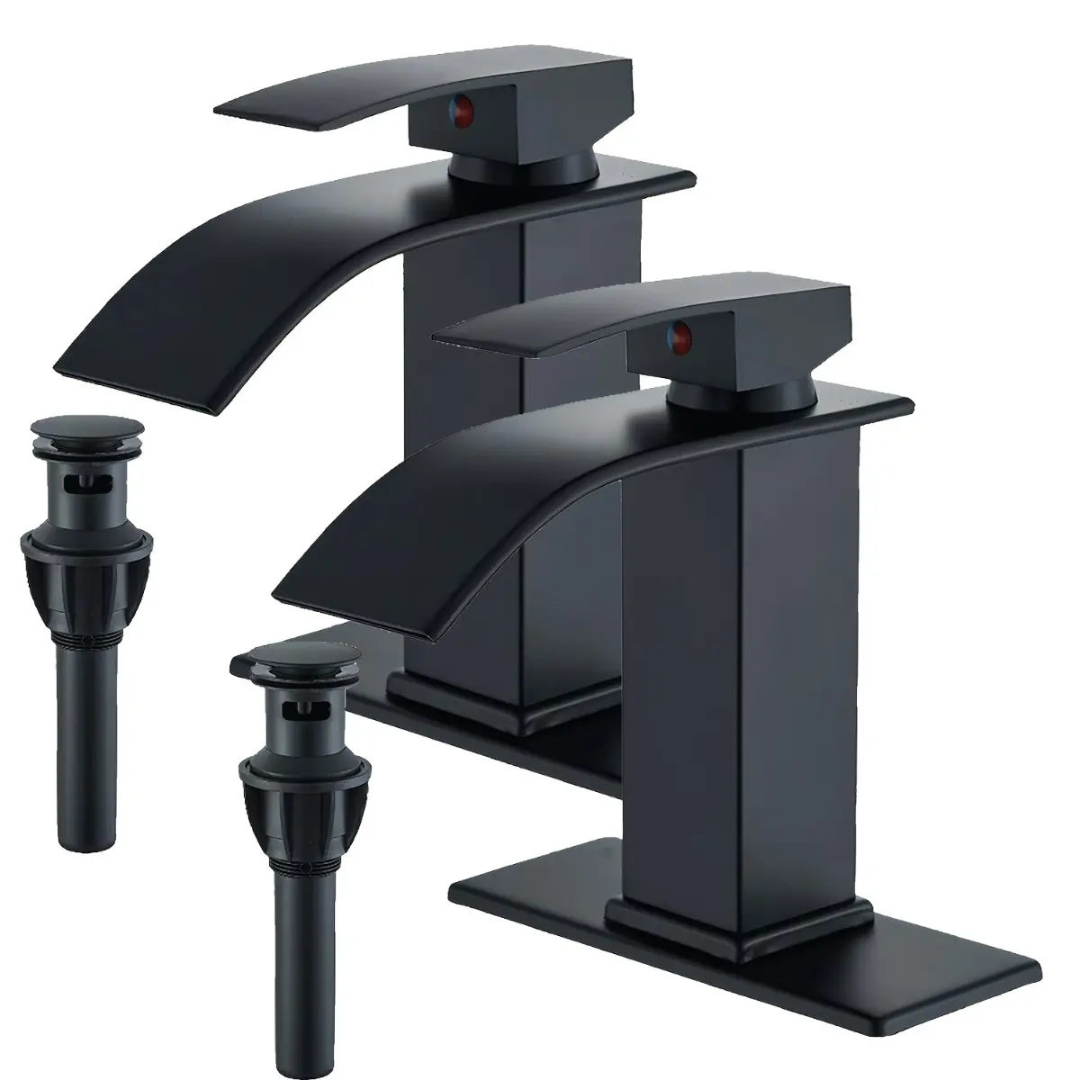 Premium 2-Set Modern Waterfall Bathroom Faucets, High-Quality Single Handle Vessel Vanity Faucet, Sleek Brass Mixing Tap Set with Pop-Up Drain & Deck Plate, Luxury Home Spa Renovation Kit, Faucets for Vessel Sinks
