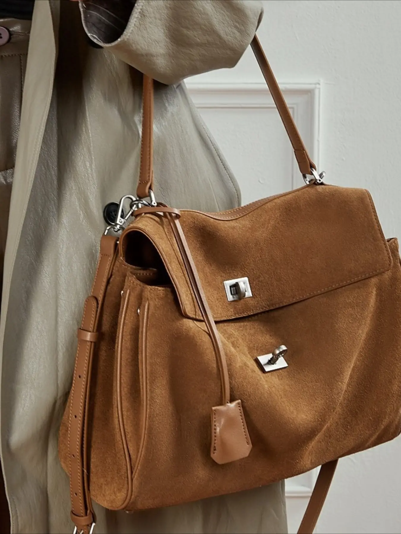 Rodeo bag women's leather Kerritot bag, matte cowhide high-end large-capacity shoulder portable armpit bag