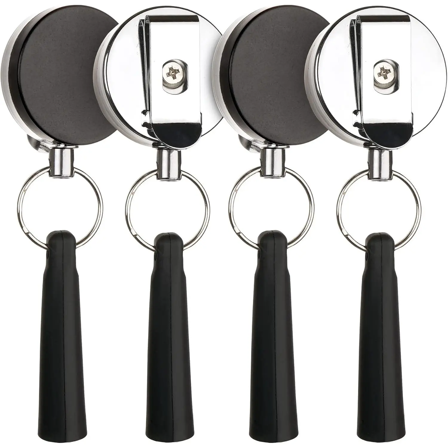 4 Pack Heavy Duty Retractable Pen and Pencil Holder, Elastic  Grip | 32 in steel cord keeps pens, markers and carpenter pencils within