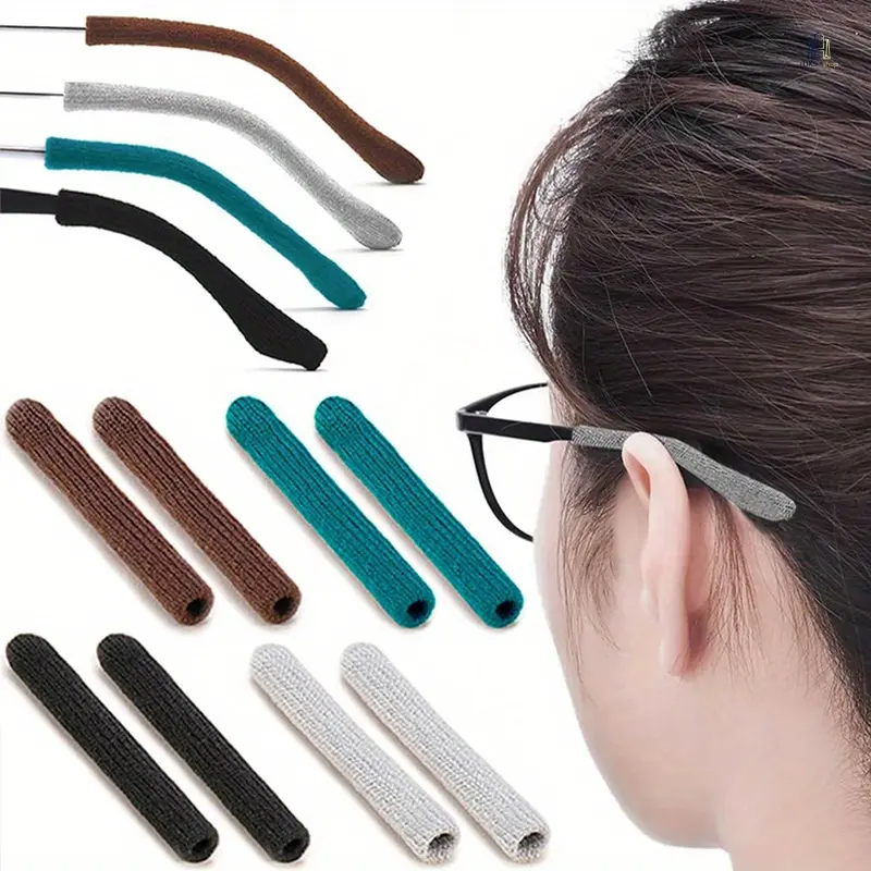 8 Pcs Upgraded Soft Eyeglass Ear Grip Set, Anti-Slip Knitted Eyewear Clips, Comfort Ear Cushions & Rear Glasses Holders, Secure Eyeglass Accessories For Work Study Daily Casual Wear