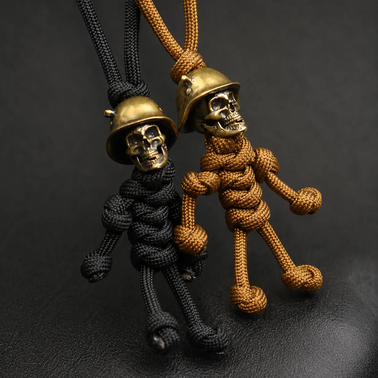 Unisex Heavy-Duty Brass-Finished Skull Soldier Keychain - Tactical Paracord Lanyard, Tactical Look - Durable Outdoor Accessories for Bags, Backpacks - Bulk Packaging for Gifting or Personal Use