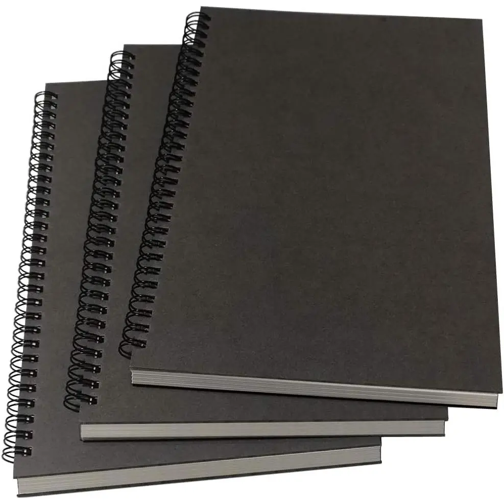3-Pack B5 Hardcover Spiral Notebooks, Modern Unruled 100gsm Thick Blank Paper, 65 Sheets (130 Pages), 10.5" x 7.2", Gray, Pen Test Pass