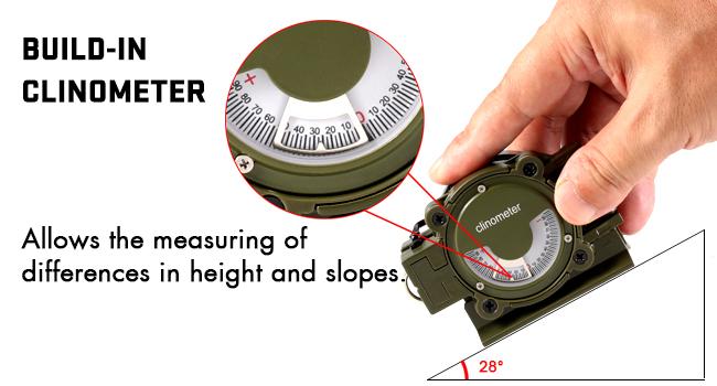 Eyeskey Multifunctional Military Sighting Navigation Compass with Inclinometer| Impact Resistant & Waterproof Compass for Hiking, Camping