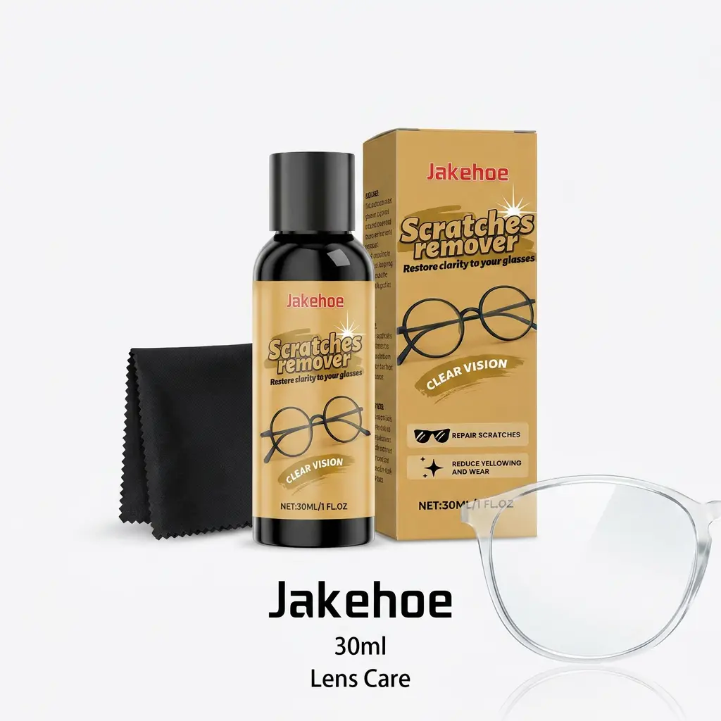 Jakehoe Lens Scratch Remover 30ml, Eyeglasses Care Liquid for Minor Scratches and Clear Lens Appearance