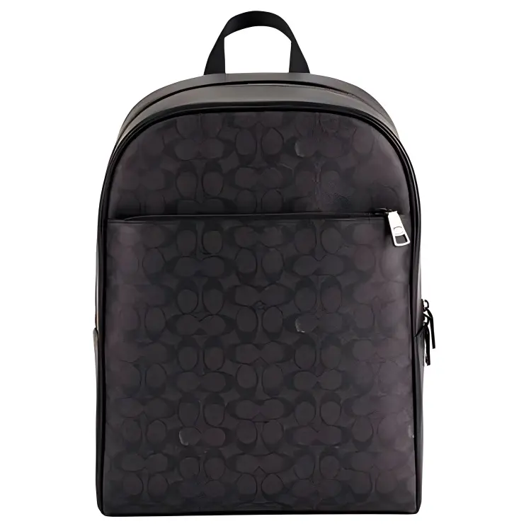 COACH Classic Monogram Large Leather Backpack for Men, Black