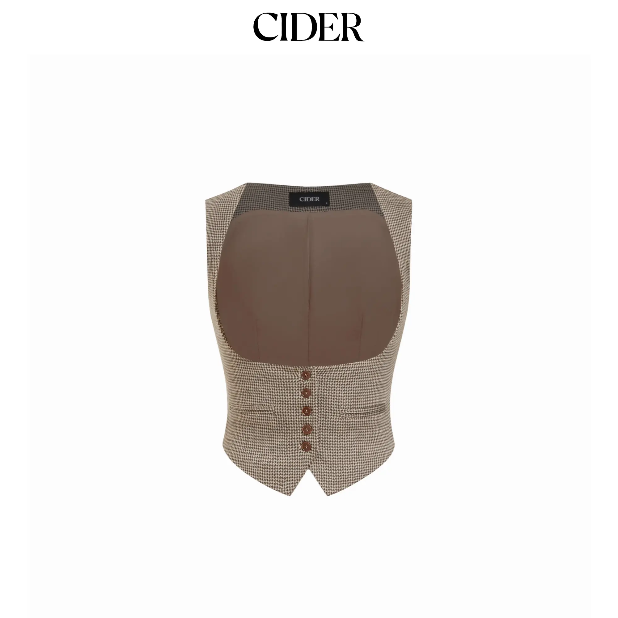 Cider Jacquard Houndstooth Square Neck Crop Blazer Vest SummerFinds