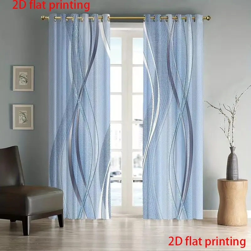 Two-Piece Home Decor Curtains, Abstract Line Print Semi-Opaque Polyester Fabric, Hanging Rings Included, Suitable for Bedroom Living Room Kitchen Party, Window Curtain, Window Drapes, Home Decoration Curtain