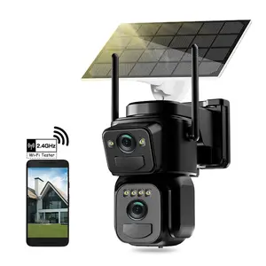Dual Lens Solar Security Camera Outdoor Wireless, WiFi, 360° Pan/tilt Home Security Camera, 6mp Color Night Vision, Pir Motion Detection, Ptz Security Camera, Solar Surveillance Camera