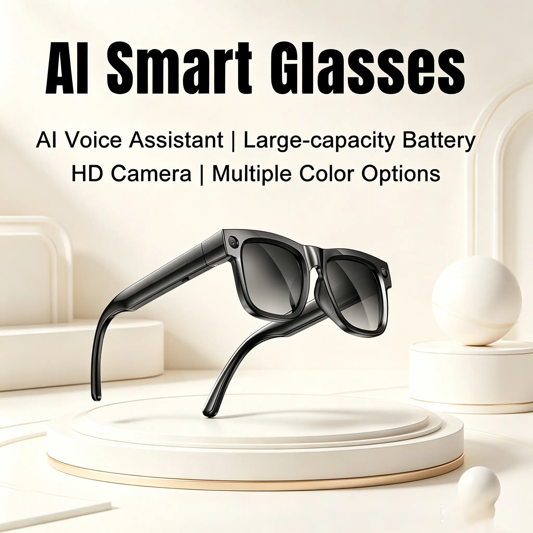 2026 Ag19ai Smart Camera Glasses, 1080P Webcam, 4GB Memory, Chatgpt, WiFi, Bluetooth-compatible, Noise Cancellation, Blue Light Filter, Unisex