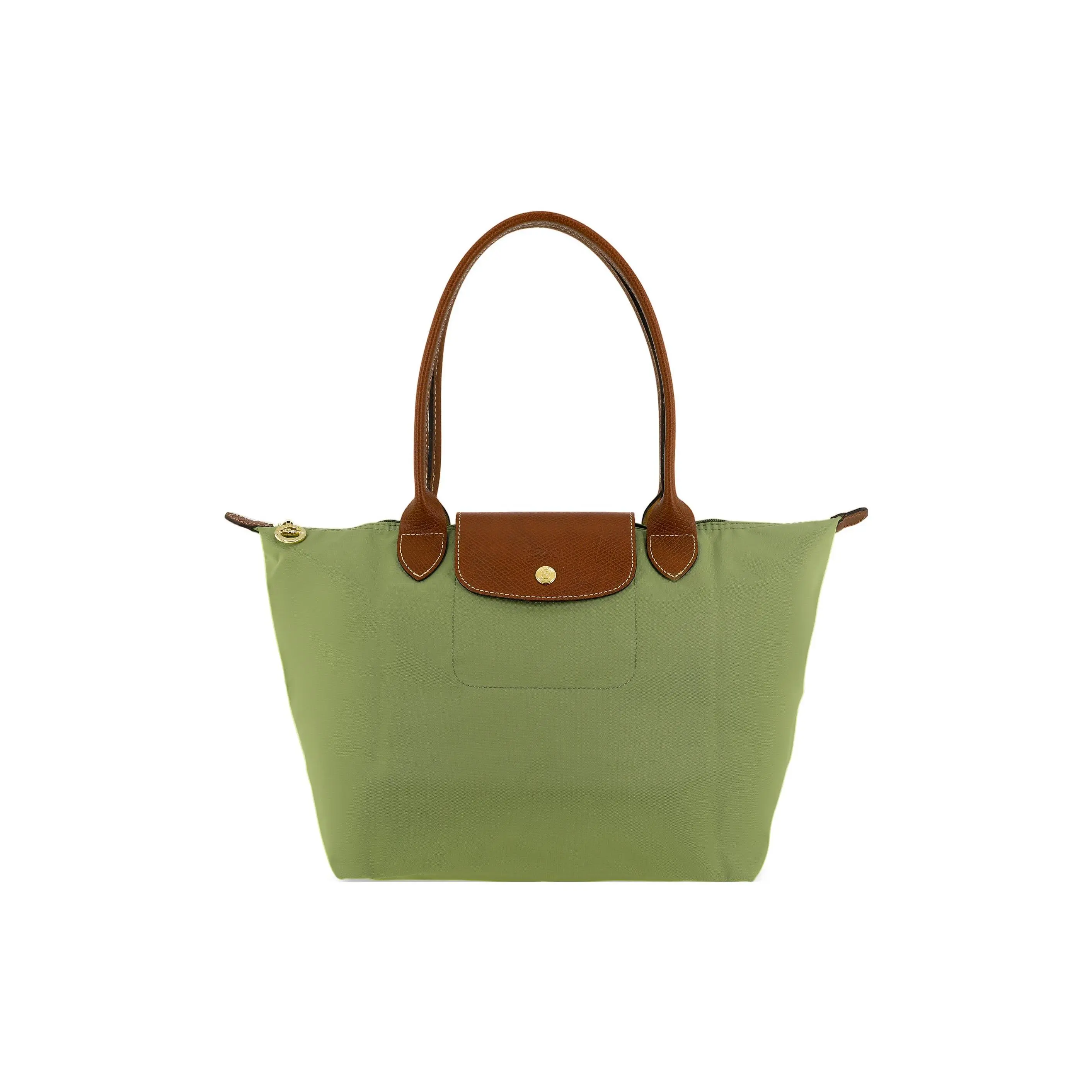 Longchamp Le Pliage 28 Tote Bag for Women, Classic Fold Design with Logo Snap-Zip Closure, Canvas and Leather, Avocado Green