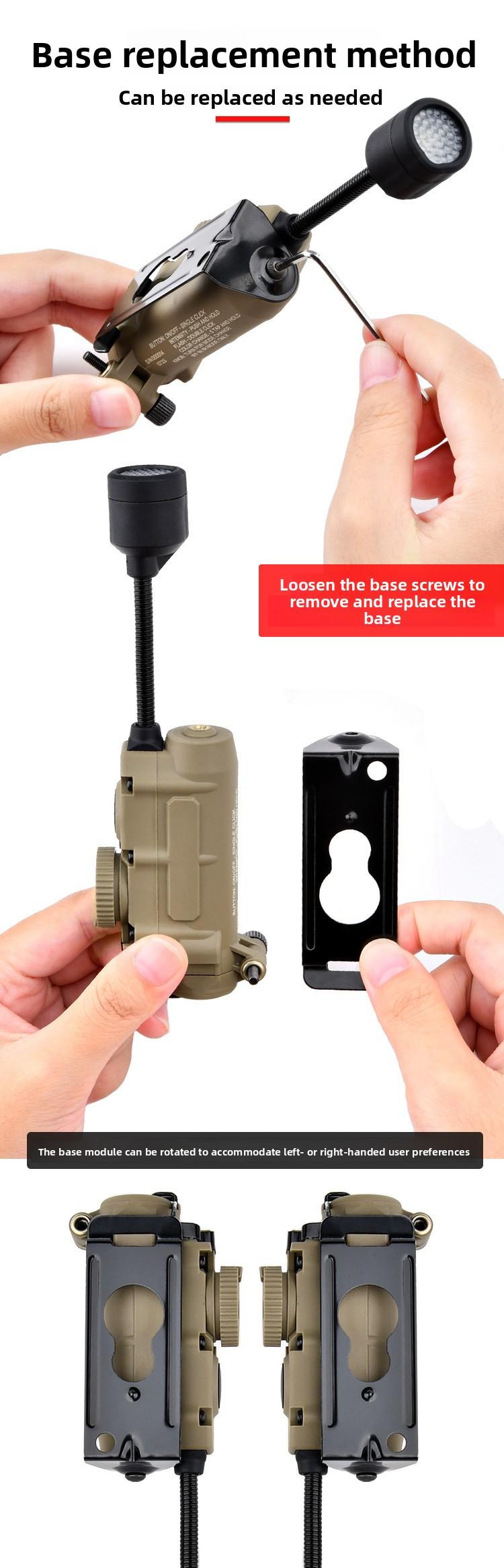 5 in 1 Outdoor Helmet Light with Mount,Red/Green/Blue/White/IR LED Task Signal Light,Include ARC Guide Rails,Webbing Clips,Magic Stickers,Fits for Helmet & MOLLE Belt System Mounting