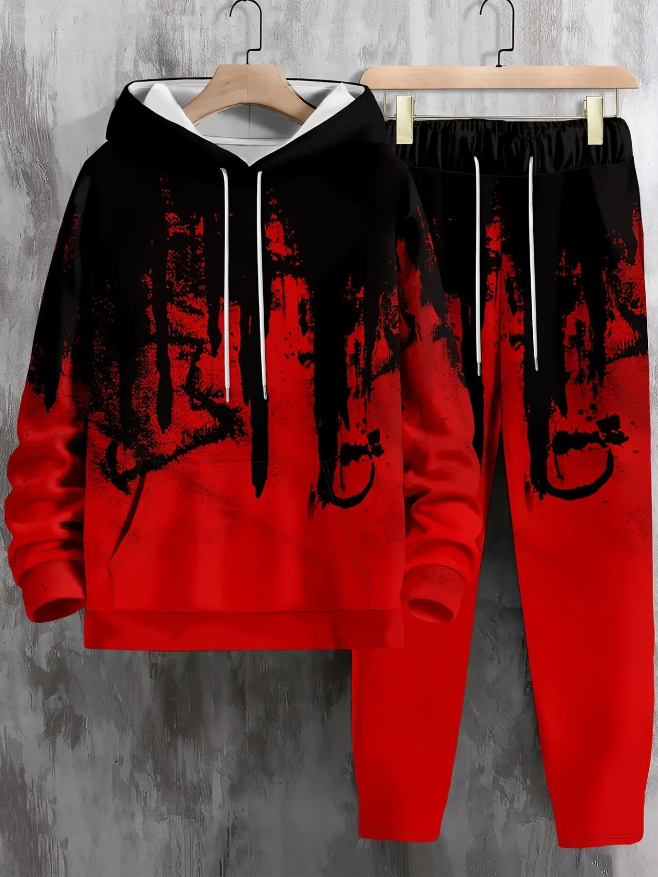 Men's Casual Hoodie Set, 3D Print Long Sleeve Top and Pants, Fitted Ankle-Length, All-Season Wear, Comfortable and Stylish
