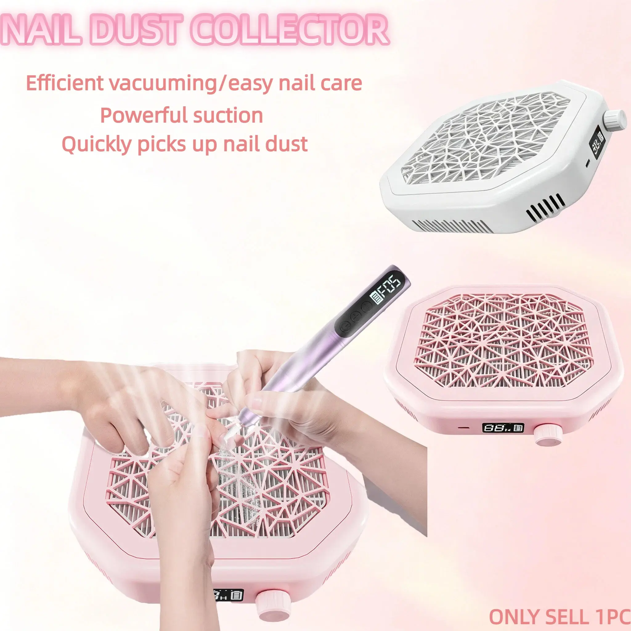 Portable Compact Rechargeable Nail Dust Collector, 4200 Rpm, 10 Adjustable Speeds, Strong Suction, Washable Filter, Ideal for Manicure Salon, Home Use