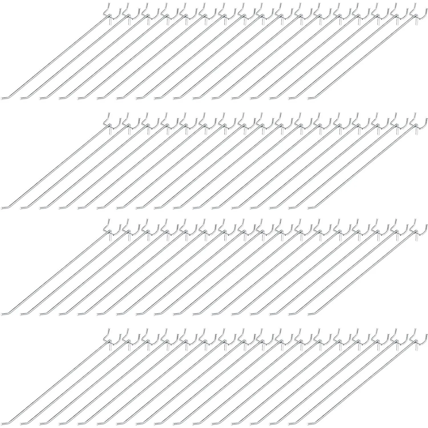 100 Pack Peg Board Hooks Stainless Steel Pegboard Hooks Shelving Display Hanging Peg Board Holders for 1/8 and 1/4 Garage Storage Tools Organizer(12 inch)