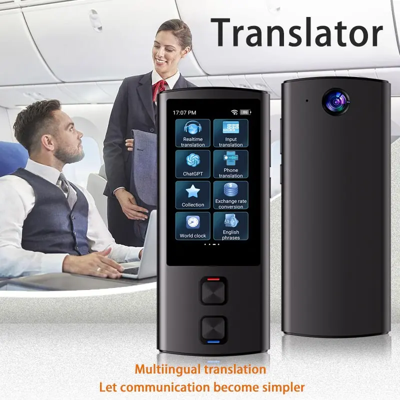 Flagship Portable Electronic Ai Language Translator Device, Digital Products, Multi-Language Translation, Offline & Group Chat, Ideal for Travel & Business