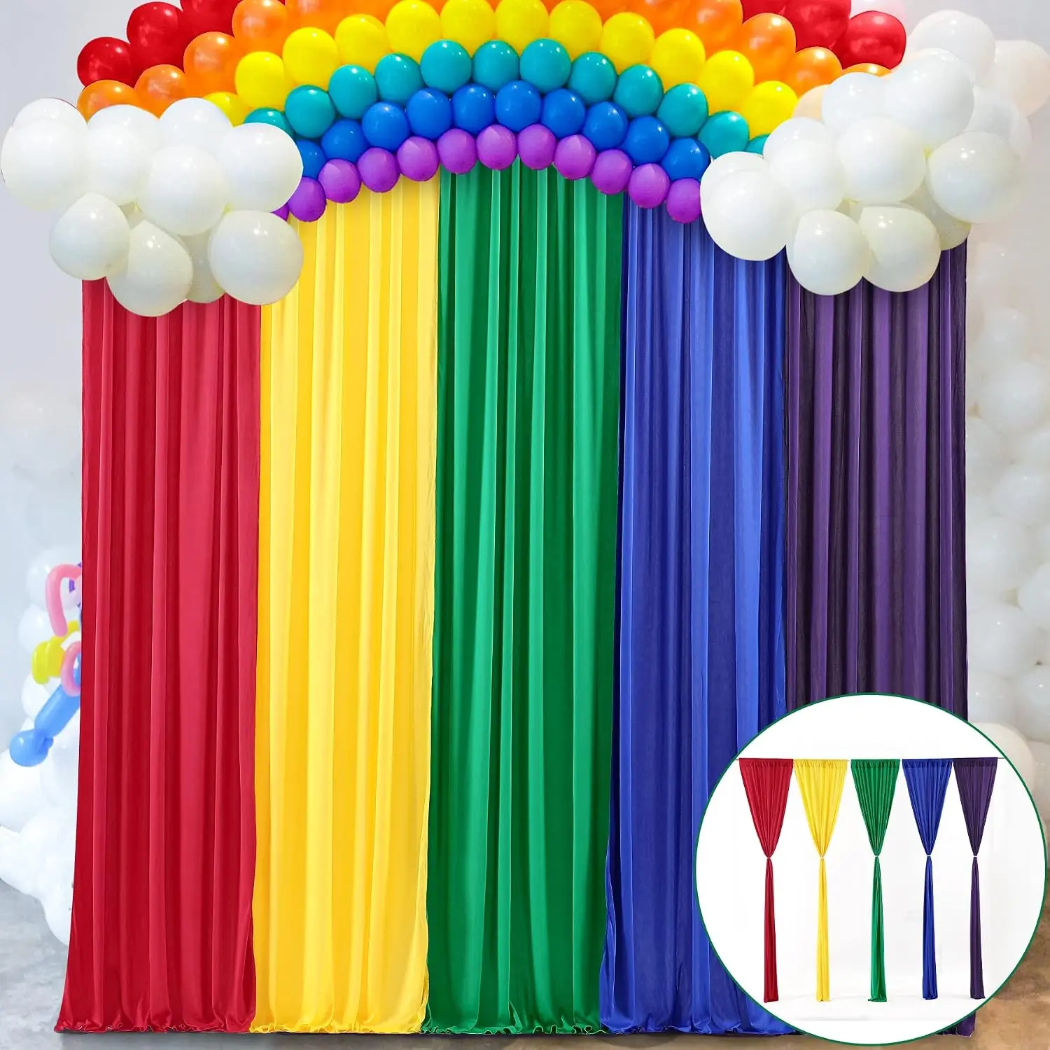 Rainbow Backdrop Curtains 10×7ft Bright Colorful Backdrop Covers for Unicorn Party  Shower Photo Booth Birthday Stage  Events Decor 5 Panels
