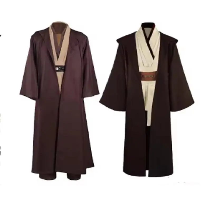 Unisex Adult Obi Wan Kenobi Jedi Cosplay Full Set, Including Coat, Friar Uniform Robe & Accessories, Halloween Carnival Clothes for Cosplay Enthusiasts