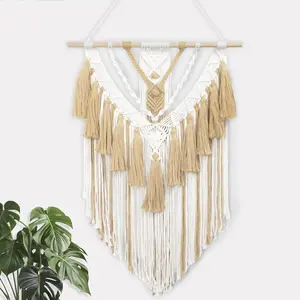 Large Macrame Wall Hanging Handmade Boho Tapestry 43"x32" - Wall Art Decor for Living Room, Bedroom, Wedding (Earthy Yellow)