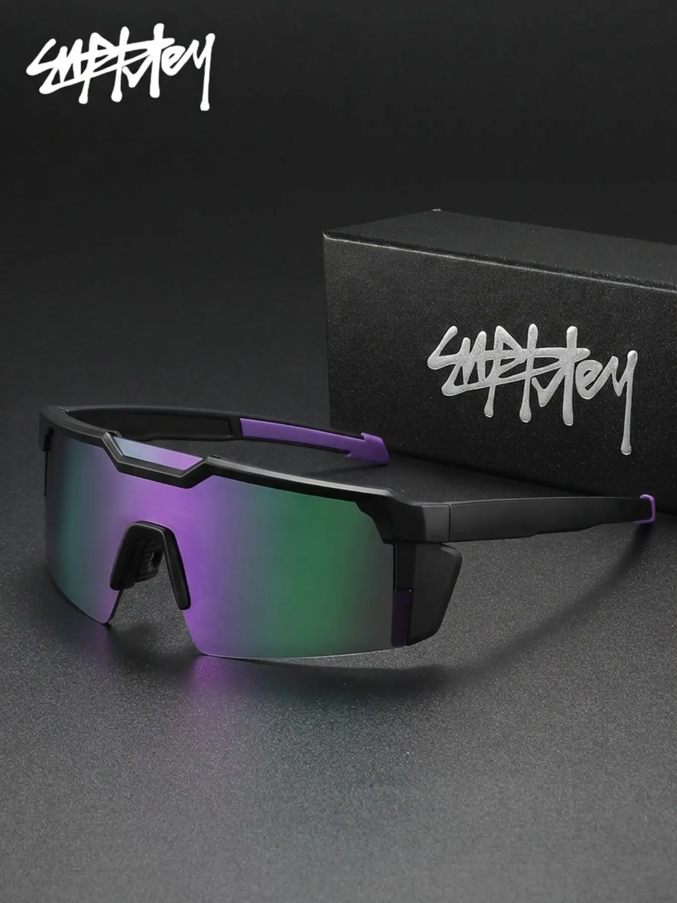SUPKLEY Oversized Men'S Polarizing Summer Sports Biking Sunglasses Are Suitable For Outdoor Cycling, Uv Protection, Fishing, Driving, Tourism, Reducing Glare, Anti Slip Nose Pads