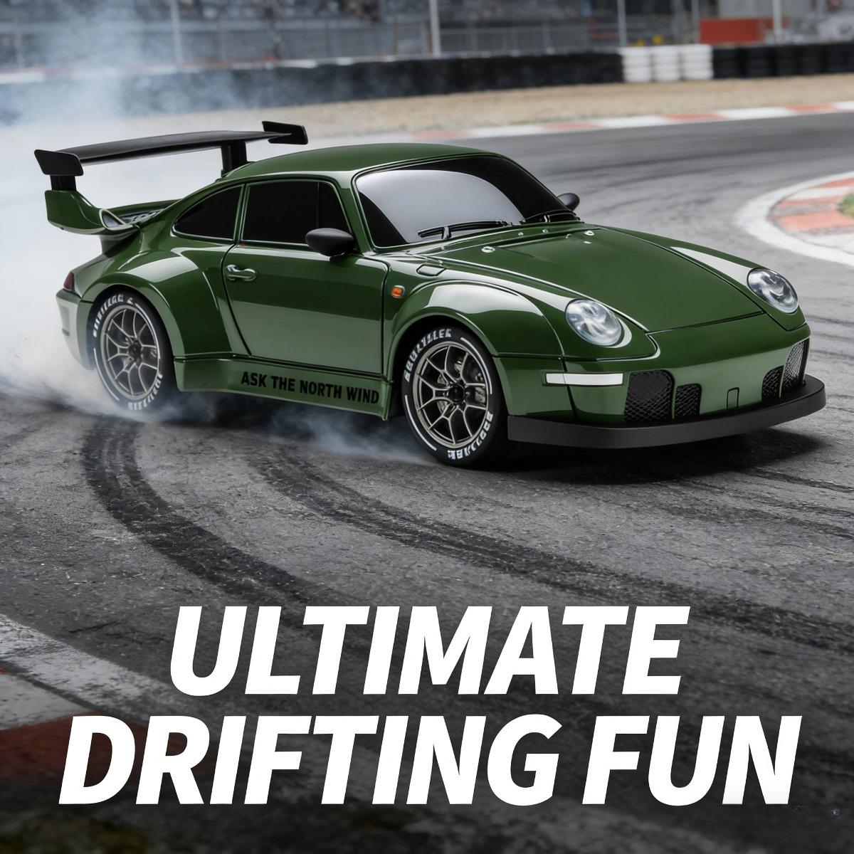 RC drift car, 1:24 proportional four-wheel drive remote control car, with LED lights, 2.4GHz proportional control, including drift tires, RC drift car gifts, family parties, suitable for boys and girls' birthdays and Easter gifts. Ideal Gift for Boys