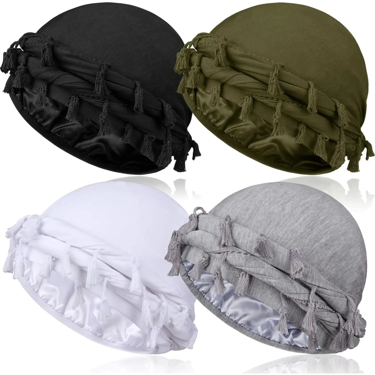 4-Piece Satin Lined Silky Turban Head Wraps for Men, Men's Turban Head Scarf for HairGift