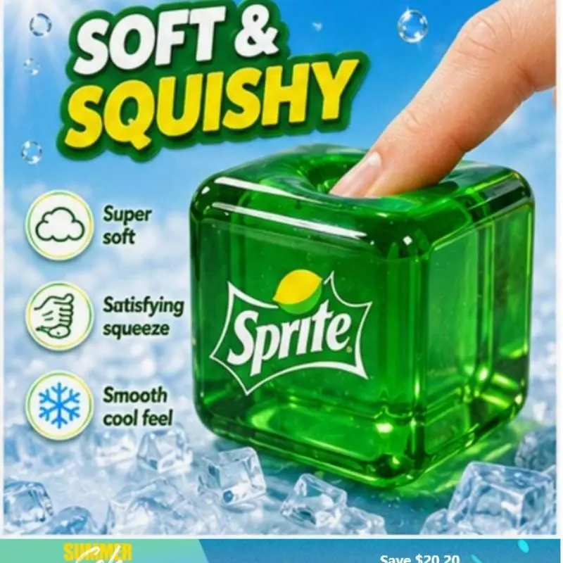 Cute Sensory Lemon-Lime Malt Candy Ice Cube Squishy Fidget, Ultra-Soft Butter Texture, Slow Rising Stress Toy, Kids Gift, Desk Toy