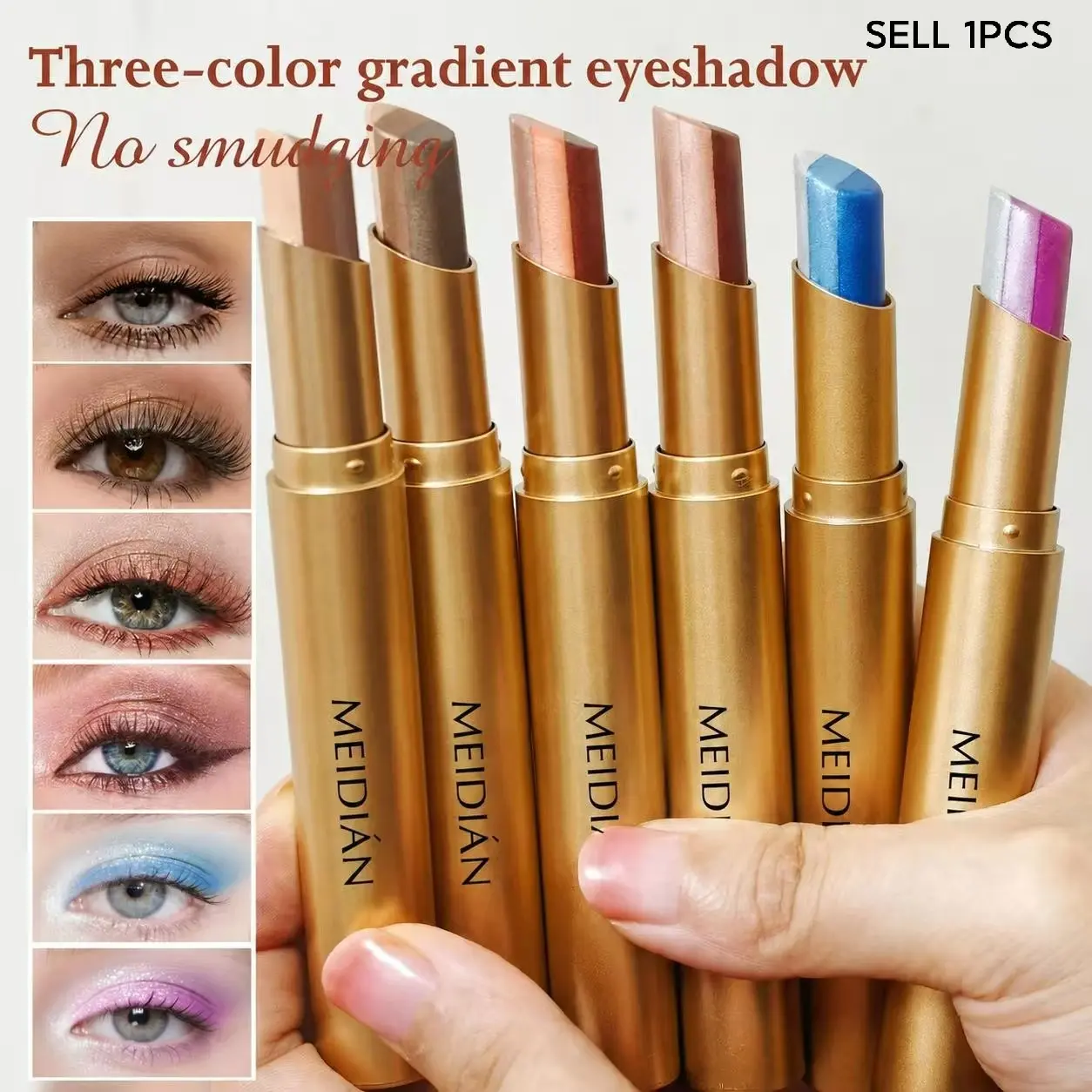 3-in-1 Easy Eyeshadow Stick for Beginners, SmudgeProof in Seconds, One-Stroke Application, Creamy Shimmer Eyeshadow Stick, Waterproof Longwear, Creamy Eyeshadow Sticks, Sparkly Shimmer Eyeshadow