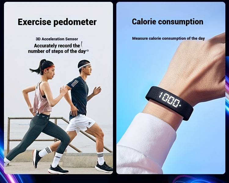 New multi-functional, simple and fashionable electronic watch, alarm clock, pedometer, timer, luminous, fashionable sports multi-functional wristwatch, holiday gift, suitable for any scene - a wristband is included as a gift