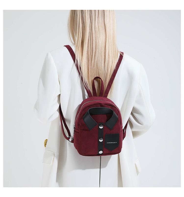 Korean-style niche design personalized shirt backpack, compact and lightweight women's backpack, casual and fashionable women's bag