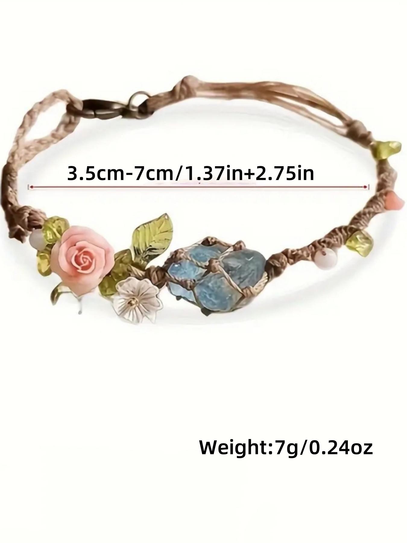 Handmade Bohemian Floral Bracelet, Natural Gemstones & April Birthstone, Light Ocean Jewelry, Perfect for Daily Wear, Party Gifts, Valentine's Day