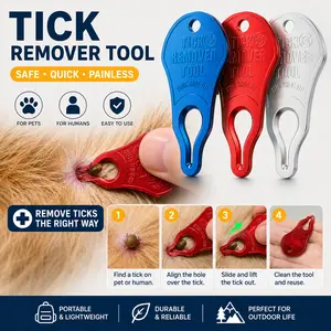 Tick Remover Tool 3 Pack, Portable Tick Removal Tool Set for Pets, Dogs, Cats, Animals and Humans, Quick Safe Reliable Outdoor Essential for Camping, Hiking, Travel, Backyard, First Aid Kit and Daily Pet Care