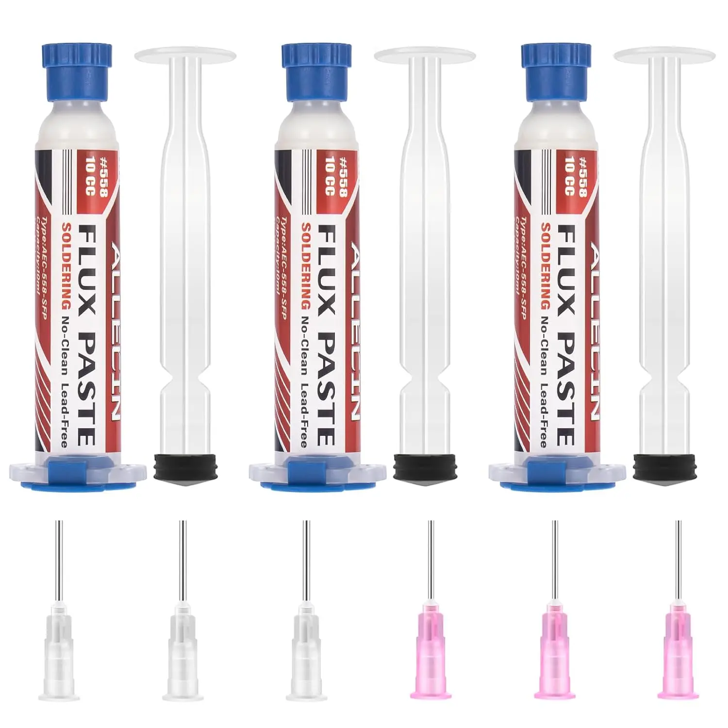 No Clean Soldering Flux 558 10CC 10mL  Less- Rosin Solder Fluxes Paste  for Electronics 10 milliliters with  Dispensing Tool (Pack of 3 count)