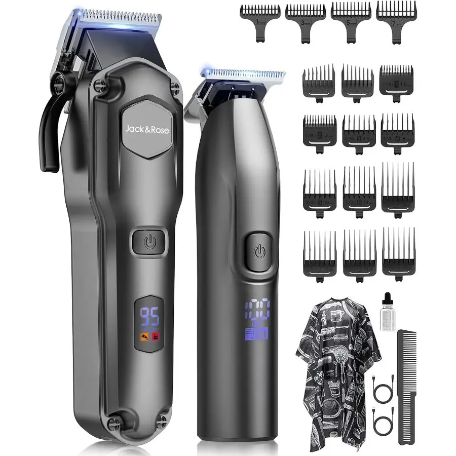 Jack Rose Clippers and Trimmers Set, Cordless Hair Clippers for Men, Barber Clippers Set